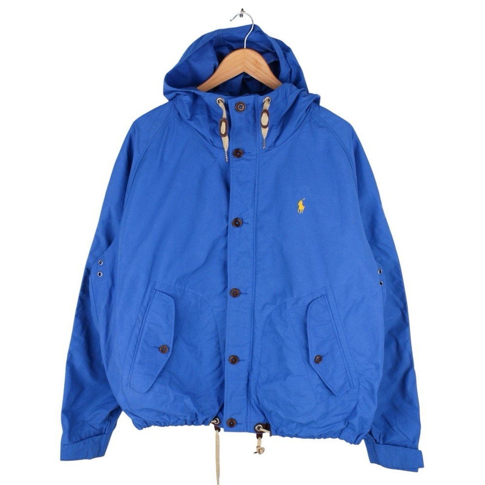 Polo Ralph Lauren Blue Cotton Nylon Hooded Short Parka Jacket Size XL